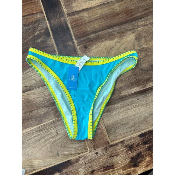 NWT Cupshe Women's Blue Green Escaping Colorblock Mid-Rise Bikini Bottoms Size M - Picture 4 of 8